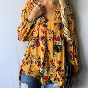 And the Why Mustard Yellow Floral Tunic